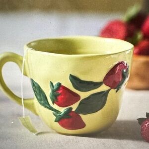 Strawberry Design Yellow Mug